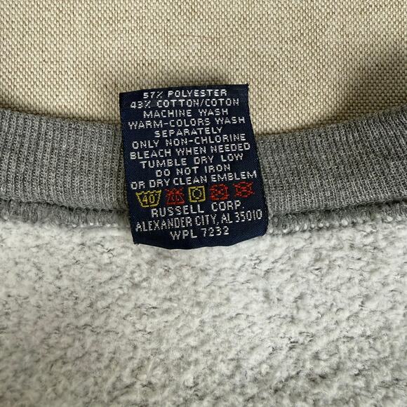 Vintage HIS Crewneck Heather Gray Sweatshirt Made in USA Fleece Russell Athletic - Picture 5 of 10